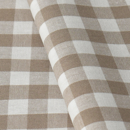 Sand Beige Gingham Check 100% Cotton Poplin Fabric – 110gsm