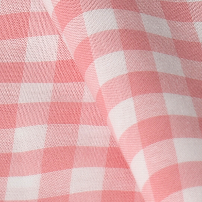 Blush Pink Gingham Check 100% Cotton Poplin Fabric – 110gsm