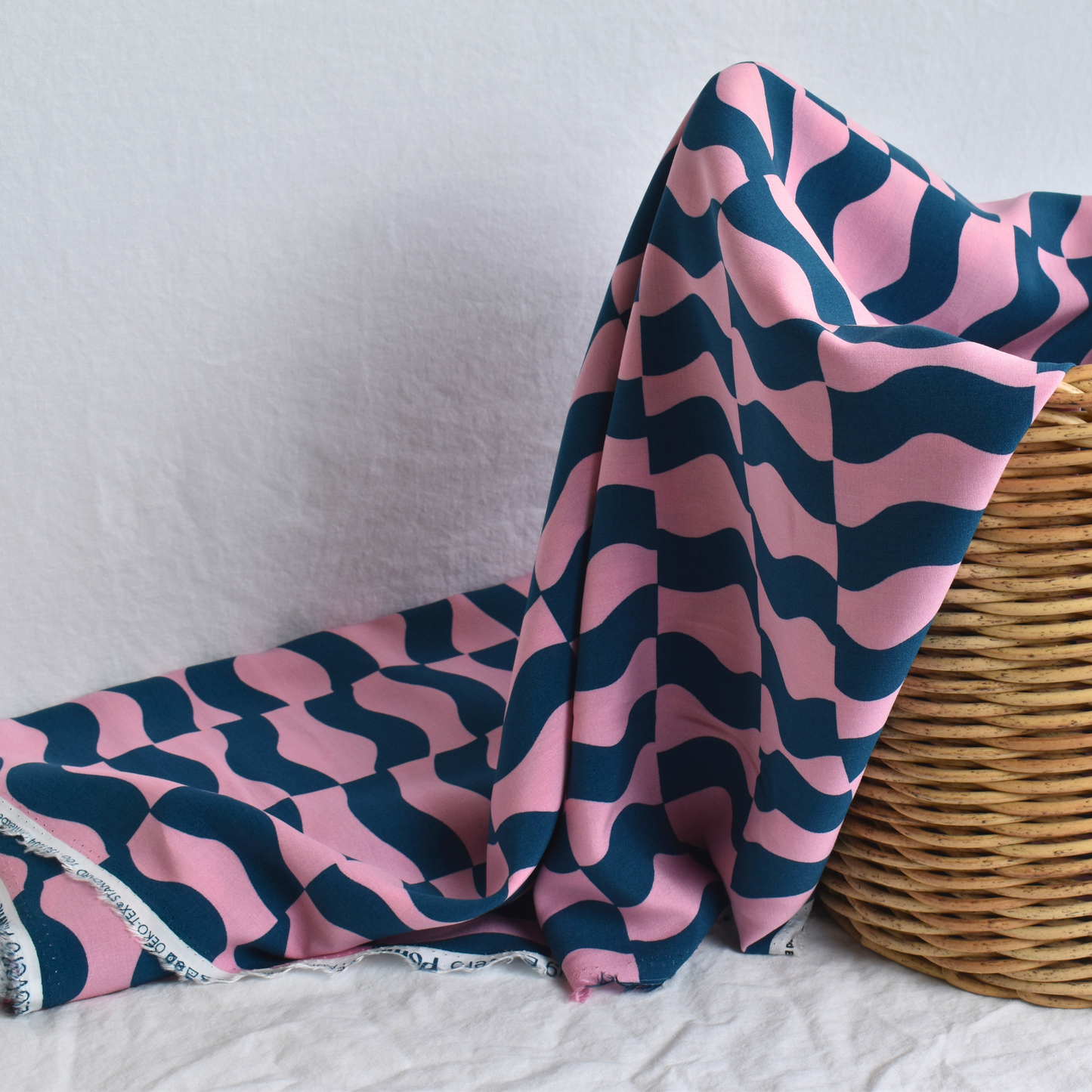 Pink Blue Graphic Geometric ECOVERO™ Viscose Fabric 115gsm